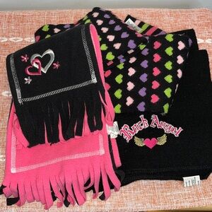 GIrls•PINK, Heart Multi-Color & Black WINTER SCARF Bundle